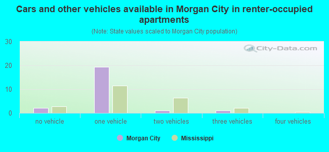 Cars and other vehicles available in Morgan City in renter-occupied apartments