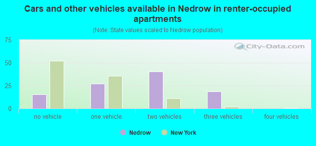 Cars and other vehicles available in Nedrow in renter-occupied apartments