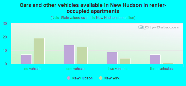 Cars and other vehicles available in New Hudson in renter-occupied apartments