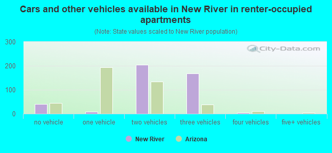 Cars and other vehicles available in New River in renter-occupied apartments