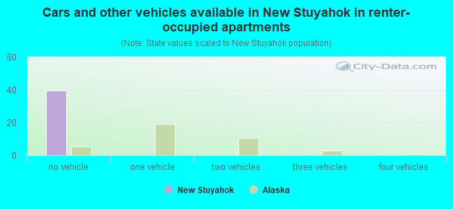 Cars and other vehicles available in New Stuyahok in renter-occupied apartments