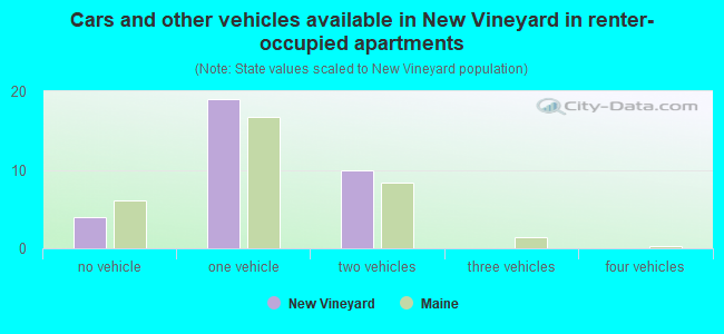 Cars and other vehicles available in New Vineyard in renter-occupied apartments