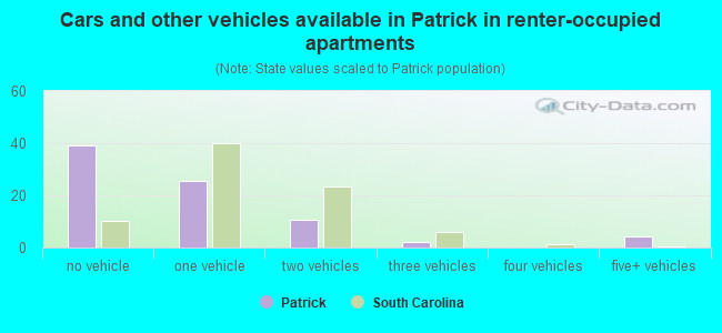Cars and other vehicles available in Patrick in renter-occupied apartments