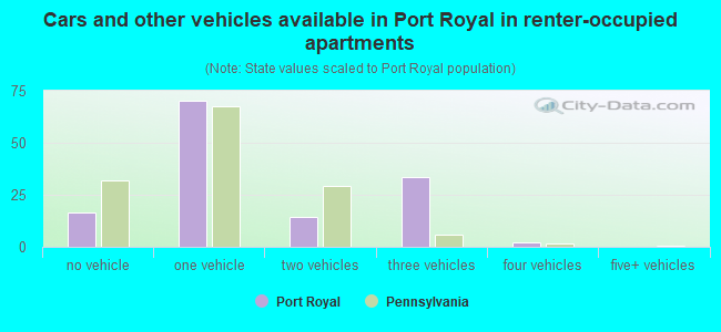 Cars and other vehicles available in Port Royal in renter-occupied apartments