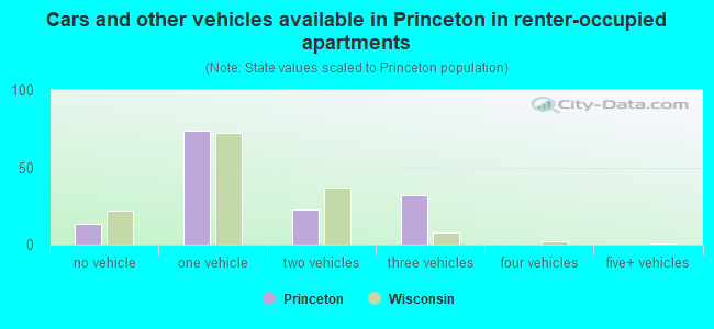 Cars and other vehicles available in Princeton in renter-occupied apartments