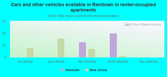 Cars and other vehicles available in Ramtown in renter-occupied apartments