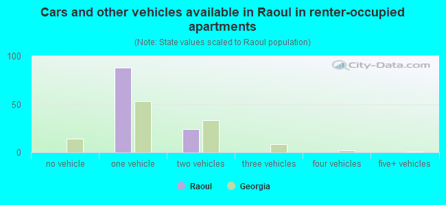 Cars and other vehicles available in Raoul in renter-occupied apartments