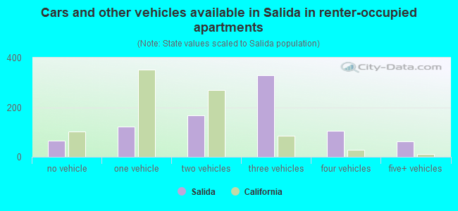 Cars and other vehicles available in Salida in renter-occupied apartments