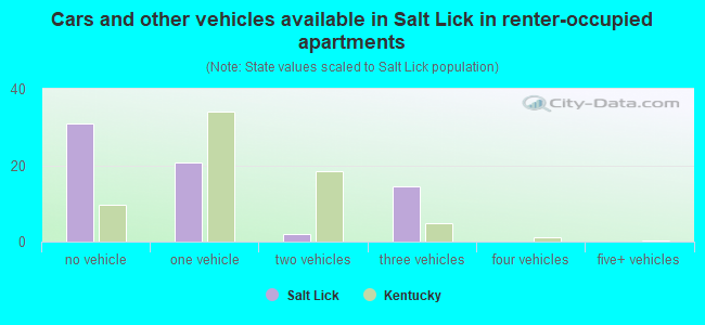 Cars and other vehicles available in Salt Lick in renter-occupied apartments