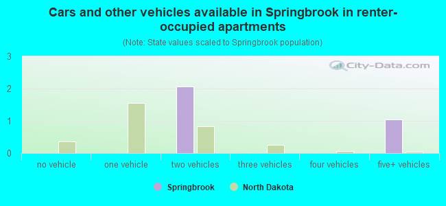 Cars and other vehicles available in Springbrook in renter-occupied apartments