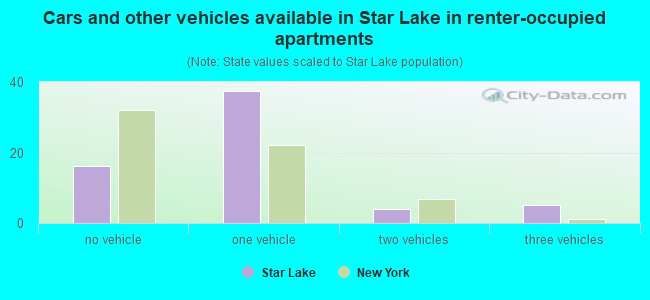 Cars and other vehicles available in Star Lake in renter-occupied apartments