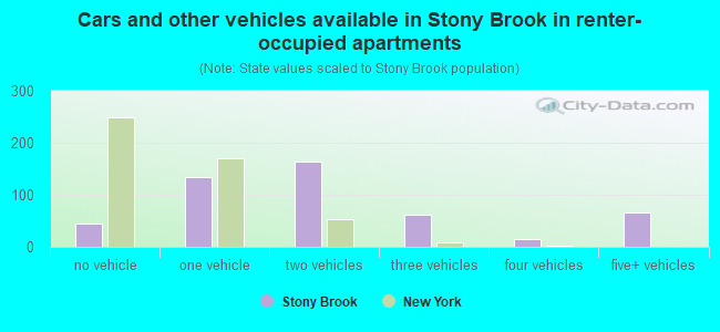 Cars and other vehicles available in Stony Brook in renter-occupied apartments