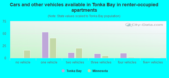 Cars and other vehicles available in Tonka Bay in renter-occupied apartments