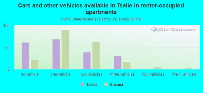 Cars and other vehicles available in Tsaile in renter-occupied apartments