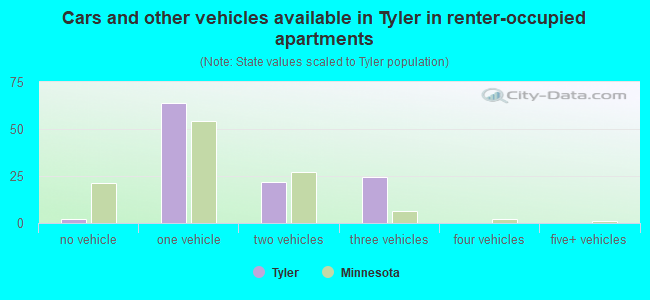 Cars and other vehicles available in Tyler in renter-occupied apartments