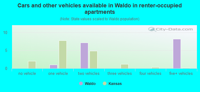 Cars and other vehicles available in Waldo in renter-occupied apartments