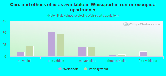 Cars and other vehicles available in Weissport in renter-occupied apartments