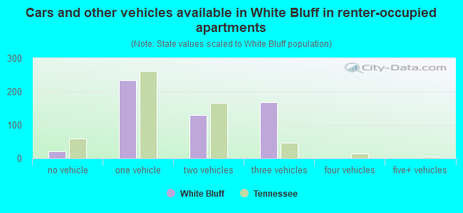 Cars and other vehicles available in White Bluff in renter-occupied apartments