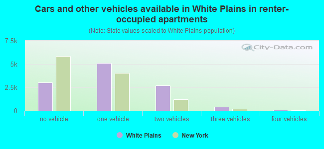 Cars and other vehicles available in White Plains in renter-occupied apartments