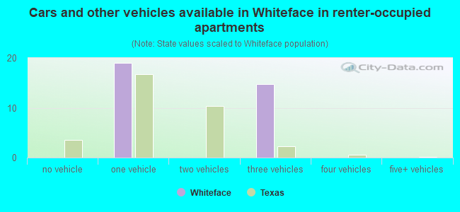 Cars and other vehicles available in Whiteface in renter-occupied apartments