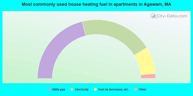 Most commonly used house heating fuel in apartments in Agawam, MA