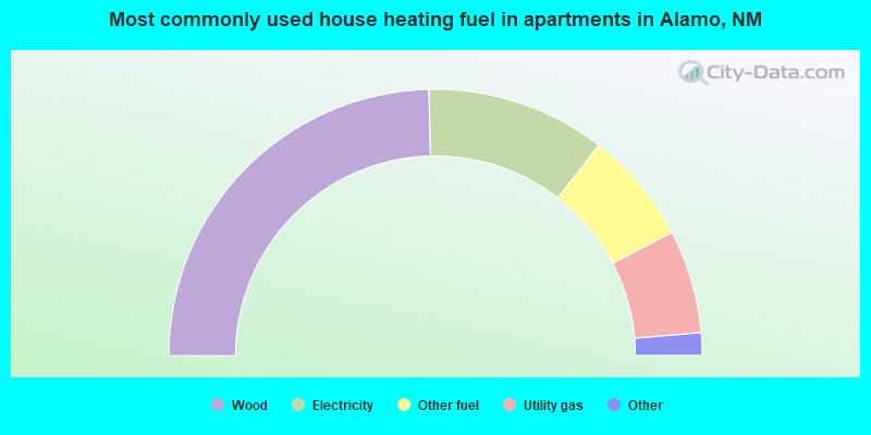 Most commonly used house heating fuel in apartments in Alamo, NM
