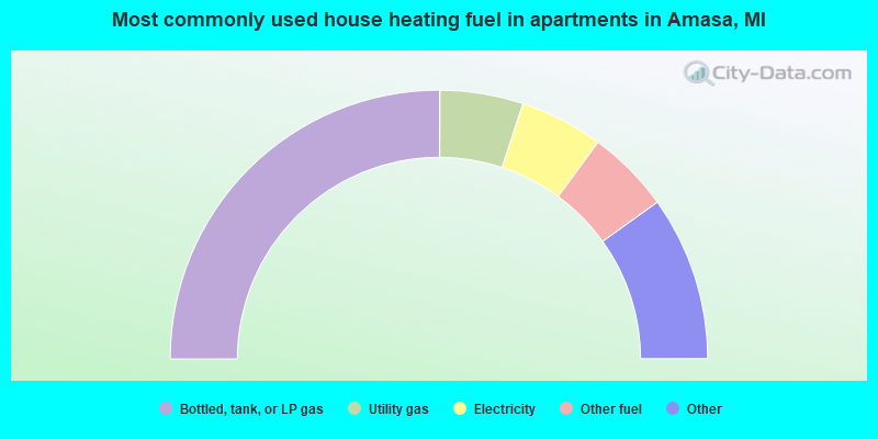Most commonly used house heating fuel in apartments in Amasa, MI