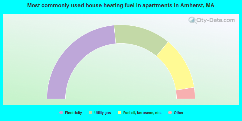 Most commonly used house heating fuel in apartments in Amherst, MA