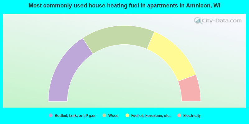 Most commonly used house heating fuel in apartments in Amnicon, WI