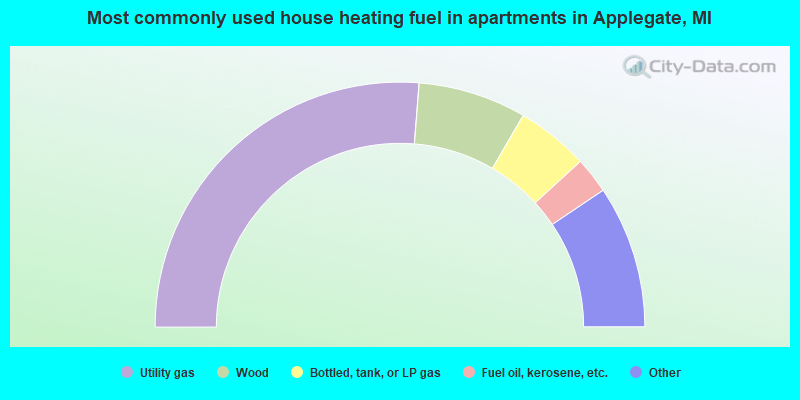 Most commonly used house heating fuel in apartments in Applegate, MI