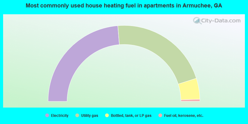 Most commonly used house heating fuel in apartments in Armuchee, GA