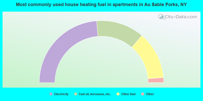 Most commonly used house heating fuel in apartments in Au Sable Forks, NY