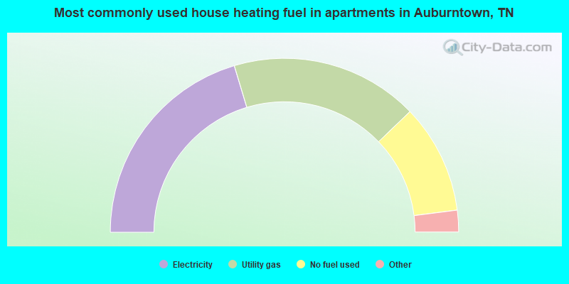 Most commonly used house heating fuel in apartments in Auburntown, TN