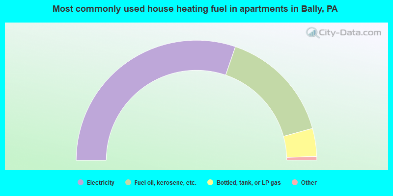 Most commonly used house heating fuel in apartments in Bally, PA