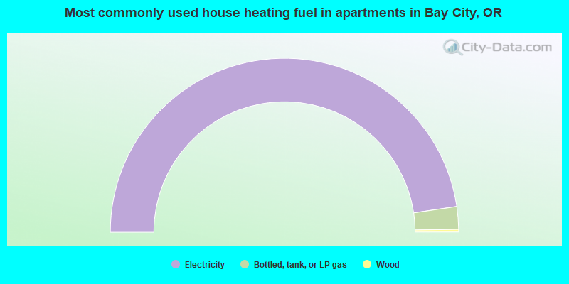 Most commonly used house heating fuel in apartments in Bay City, OR
