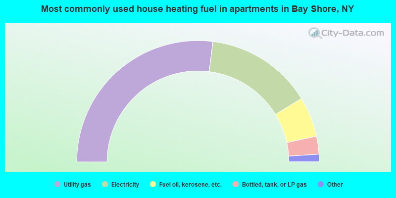 Most commonly used house heating fuel in apartments in Bay Shore, NY
