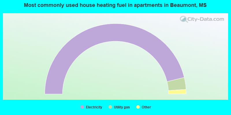 Most commonly used house heating fuel in apartments in Beaumont, MS