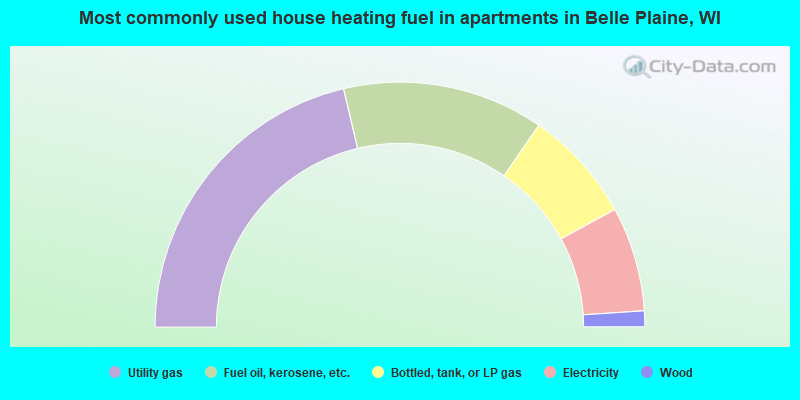 Most commonly used house heating fuel in apartments in Belle Plaine, WI