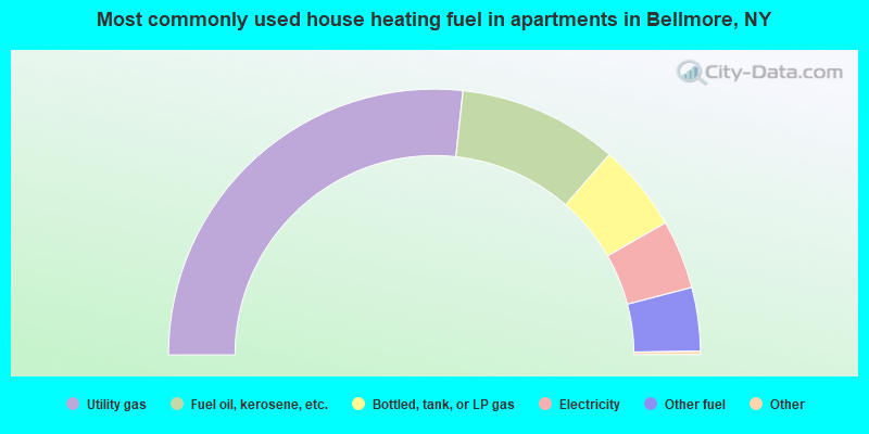 Most commonly used house heating fuel in apartments in Bellmore, NY