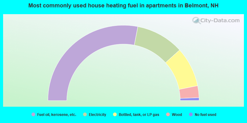 Most commonly used house heating fuel in apartments in Belmont, NH