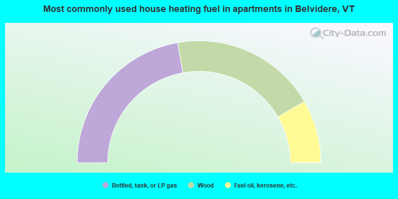 Most commonly used house heating fuel in apartments in Belvidere, VT