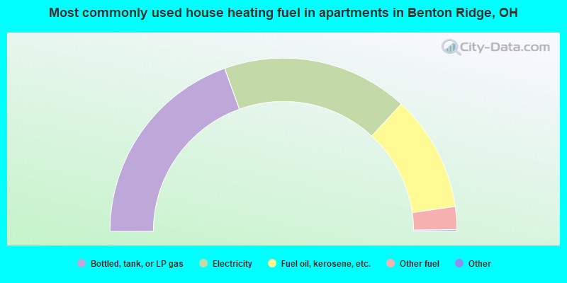 Most commonly used house heating fuel in apartments in Benton Ridge, OH