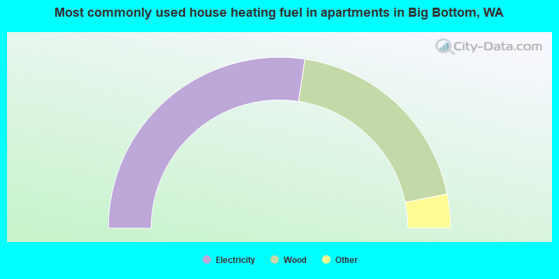 Most commonly used house heating fuel in apartments in Big Bottom, WA