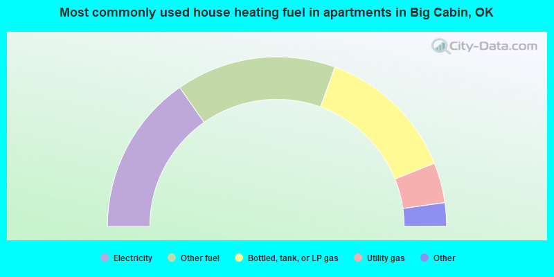 Most commonly used house heating fuel in apartments in Big Cabin, OK