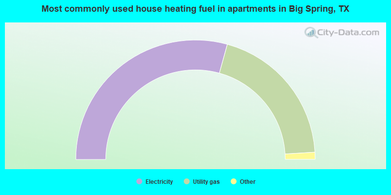 Most commonly used house heating fuel in apartments in Big Spring, TX