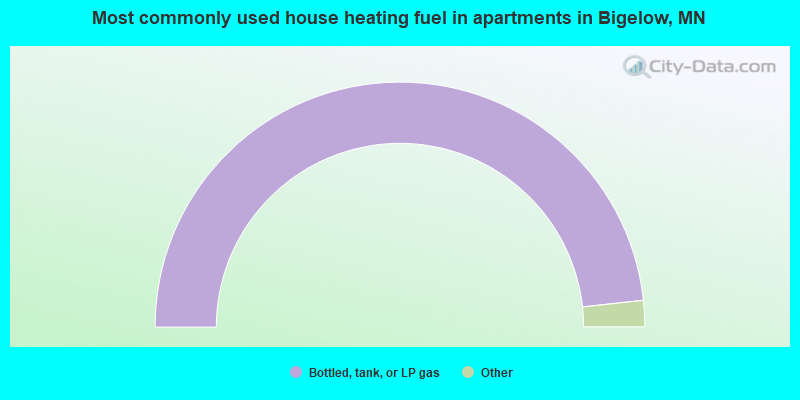 Most commonly used house heating fuel in apartments in Bigelow, MN