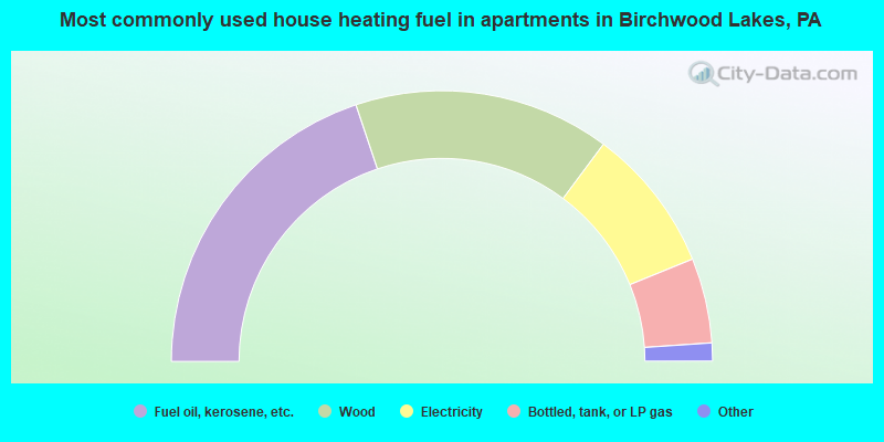 Most commonly used house heating fuel in apartments in Birchwood Lakes, PA