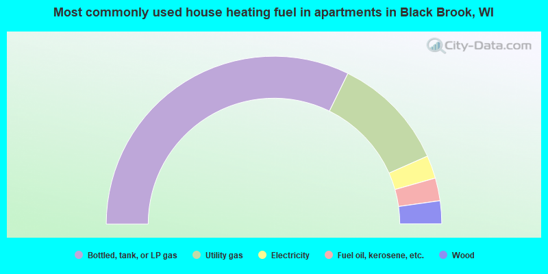 Most commonly used house heating fuel in apartments in Black Brook, WI