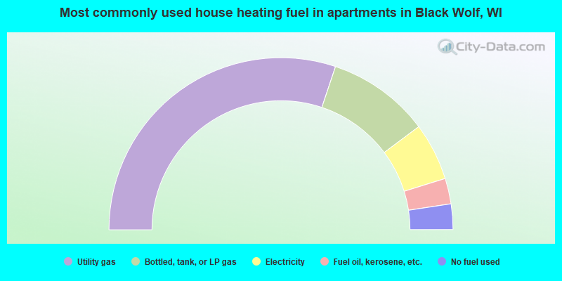 Most commonly used house heating fuel in apartments in Black Wolf, WI