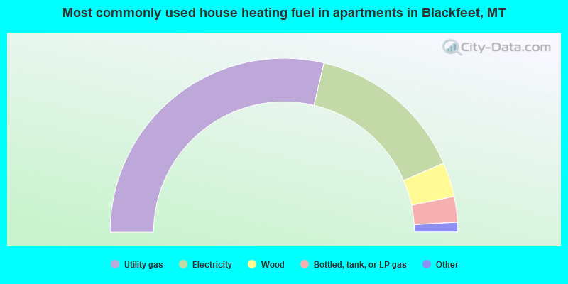 Most commonly used house heating fuel in apartments in Blackfeet, MT